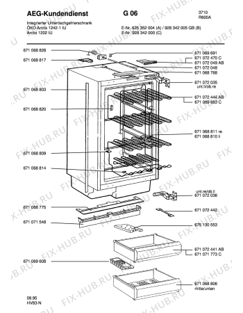 Взрыв-схема холодильника Aeg ARC1242-1 IU - Схема узла Housing 001